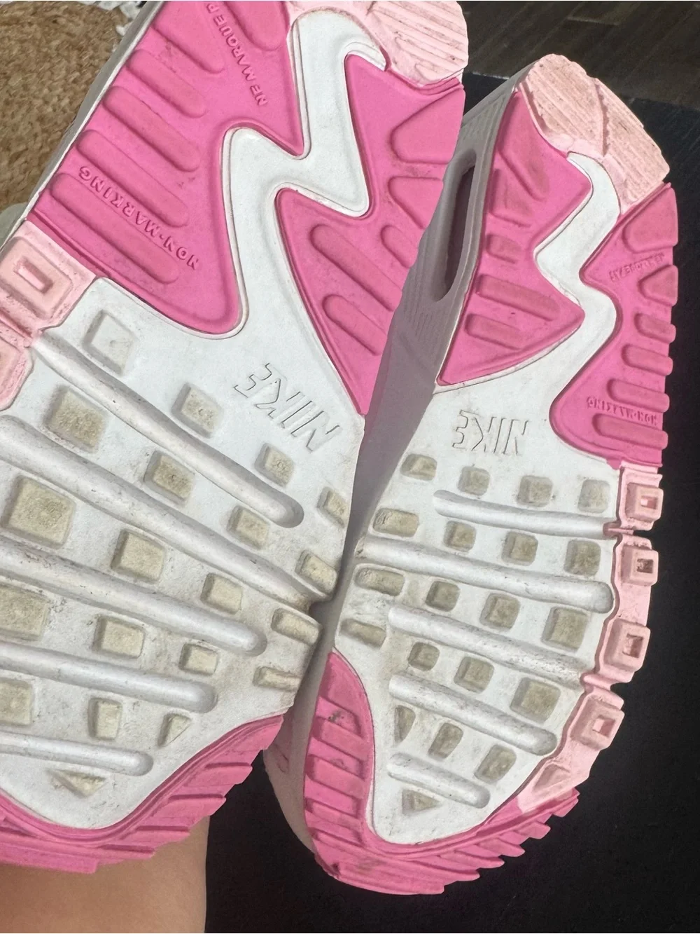 Nike Kids White and Pink Air-Style Sneakers